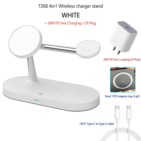 White 4-in-1 wireless charging stand.