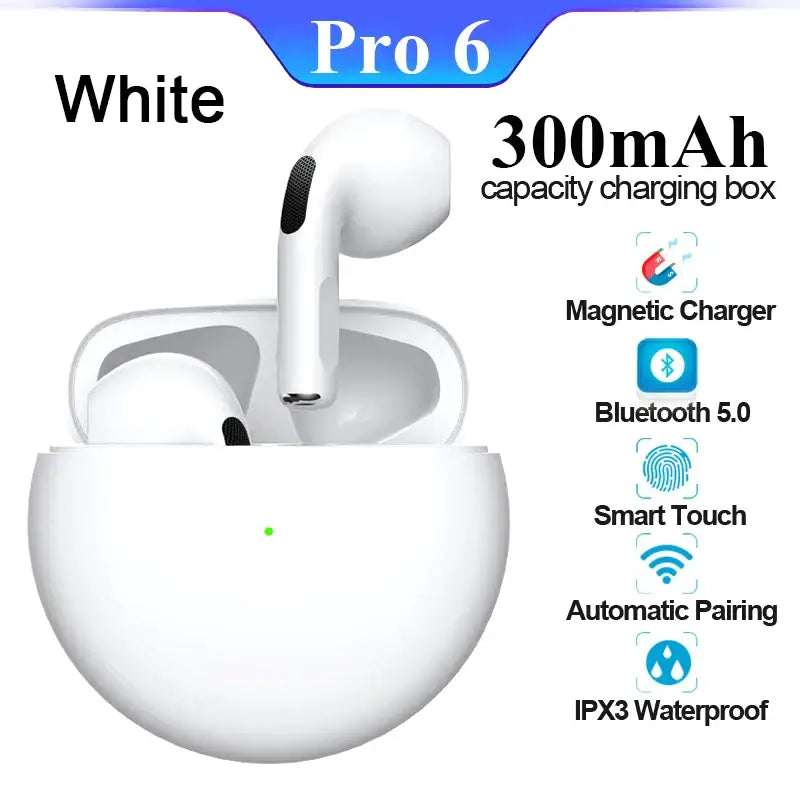 the white airpods is shown with the white logo