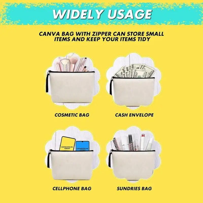 a white bag with four compartments and a yellow background