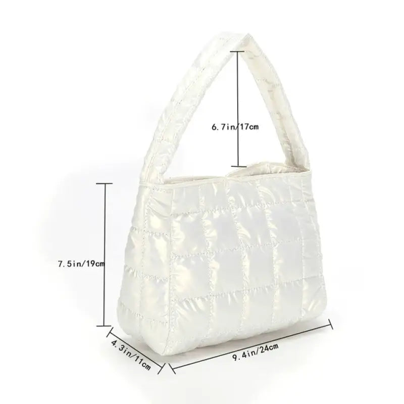 the white bag is measurements for the size of the bag