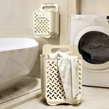 a laundry basket with a towel and a washing machine