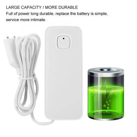 A white battery case with a green battery