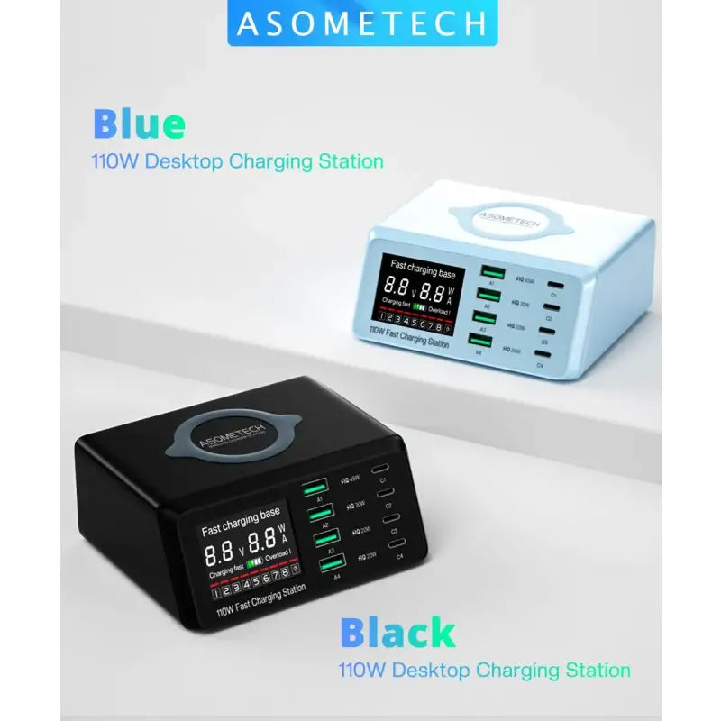 A white and black alarm clock clock with a bluetooth