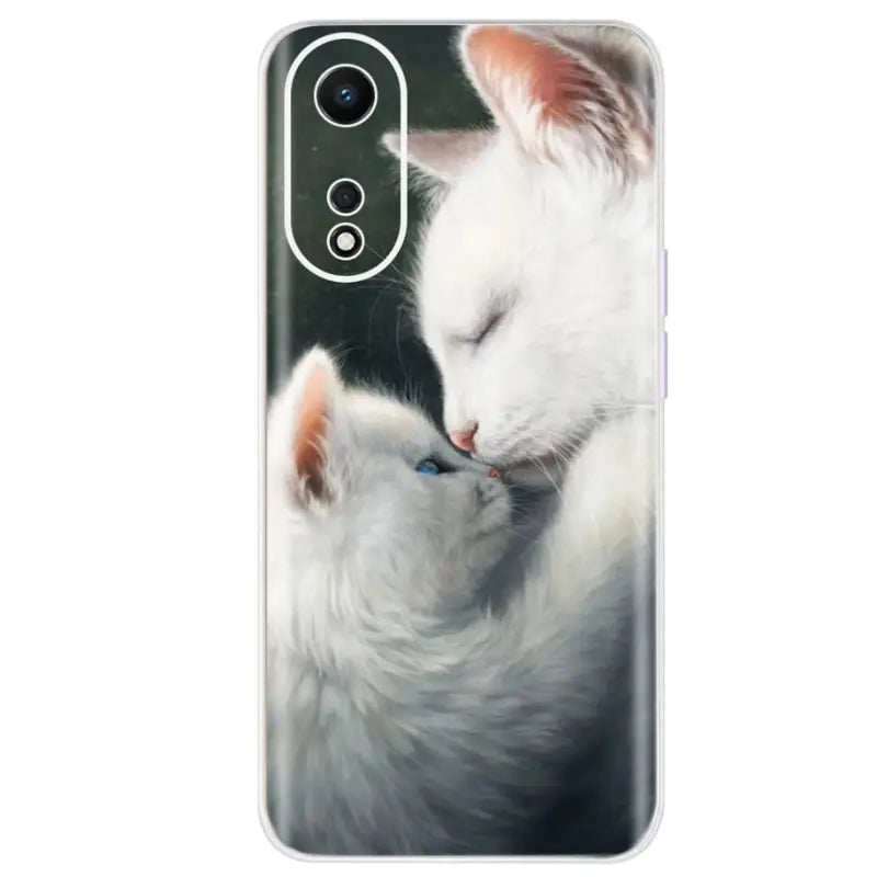a white cat and a black cat phone case