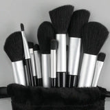 a black and white makeup brush set