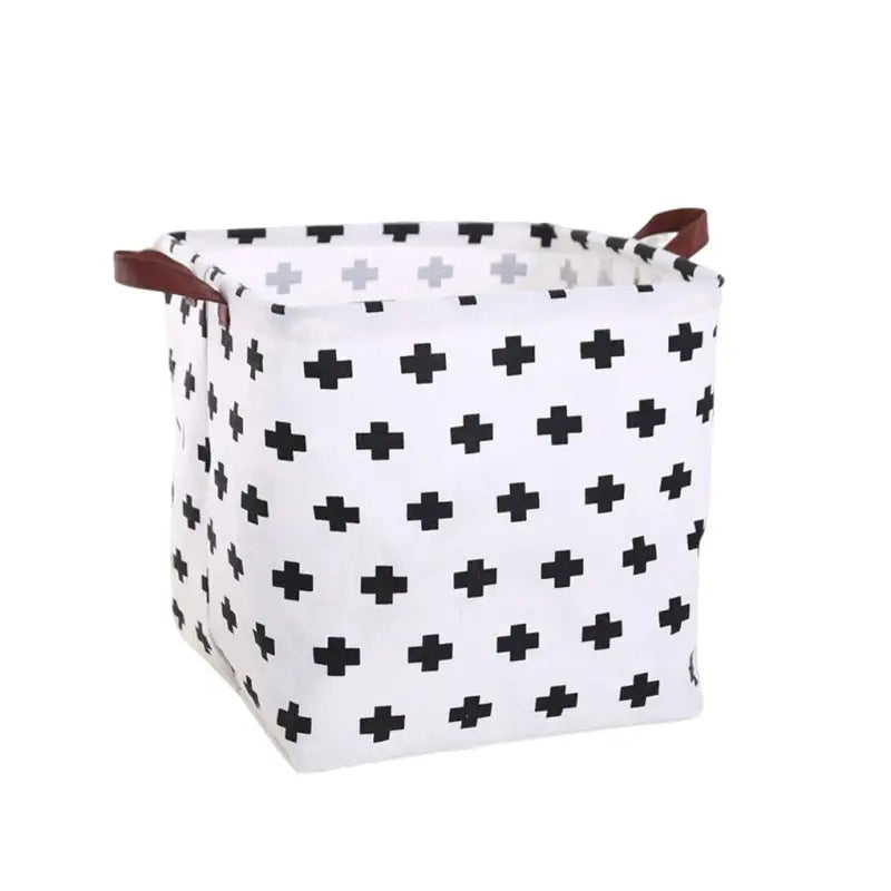 the white and black cross pattern storage bag
