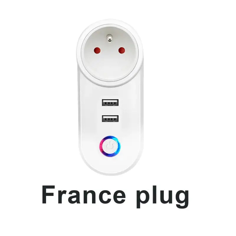 A white and black device with the word france plug