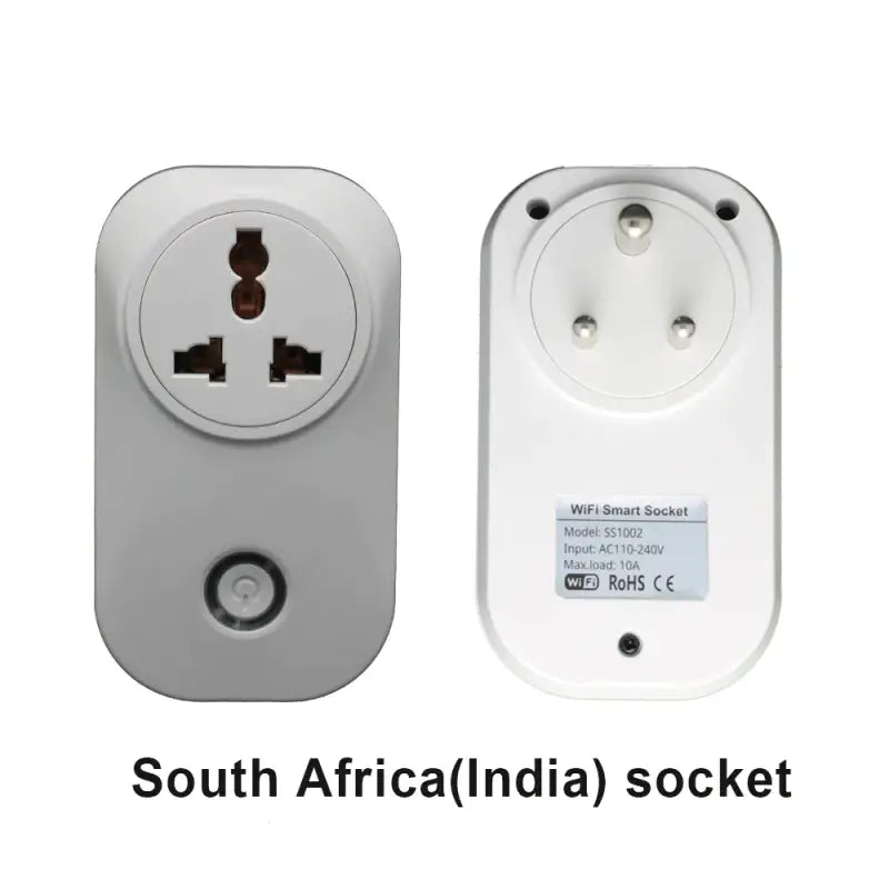 A white and black outlet with a white socket