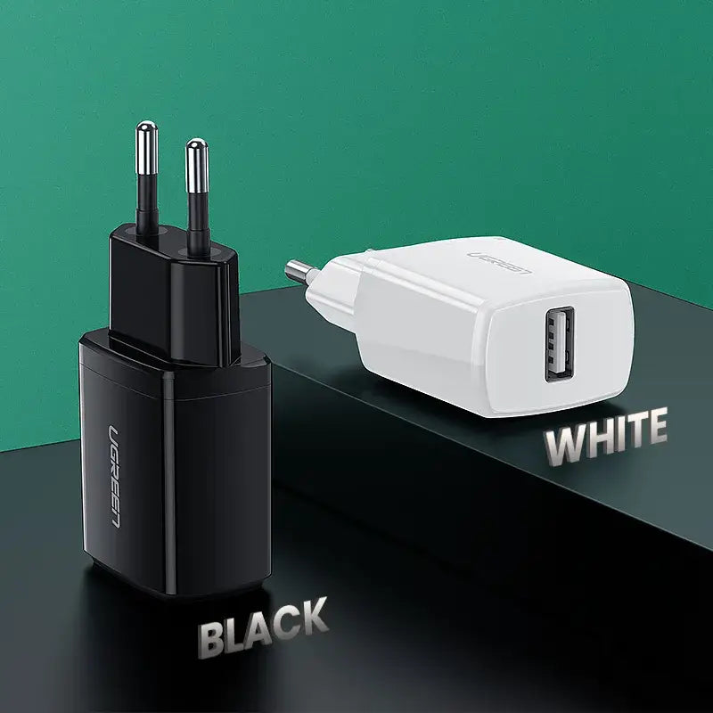 There is a white and black power adapter and a black charger