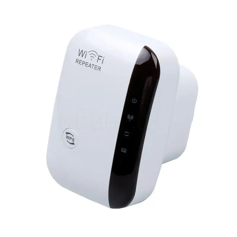 a white and black wireless device with a black stripe