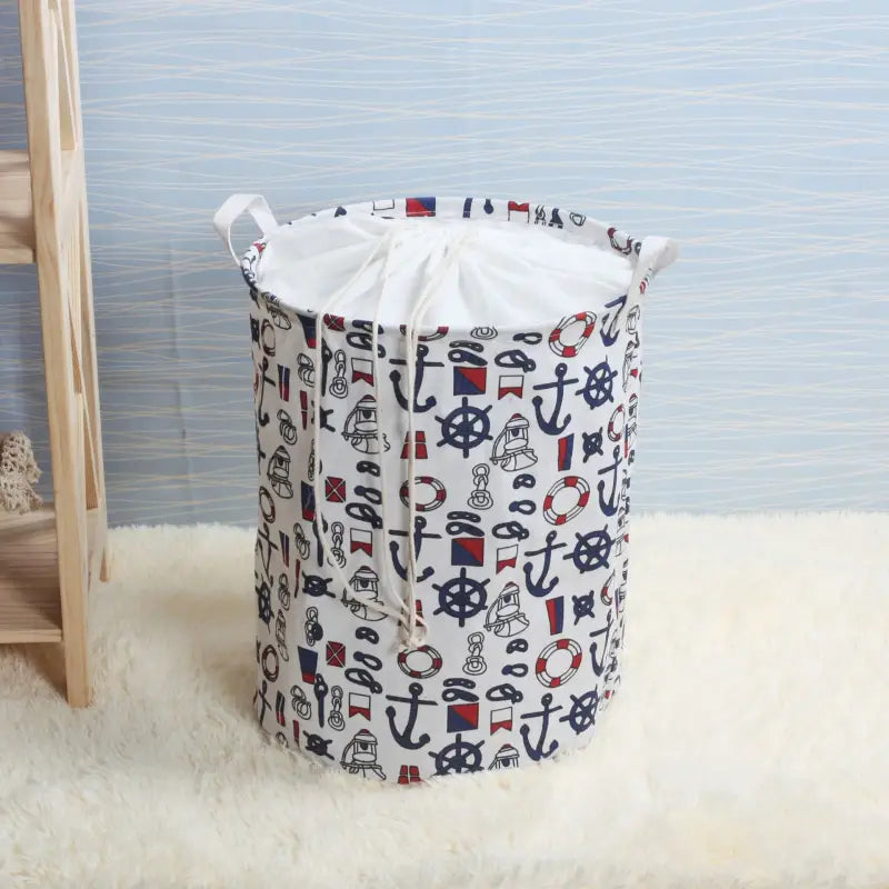 a laundry bag with anchors and anchors on it