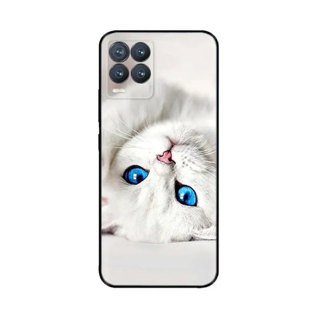 a white cat with blue eyes phone case