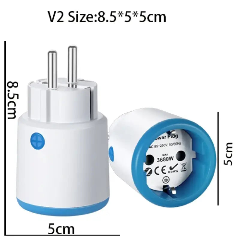 a white and blue plug with a blue socket