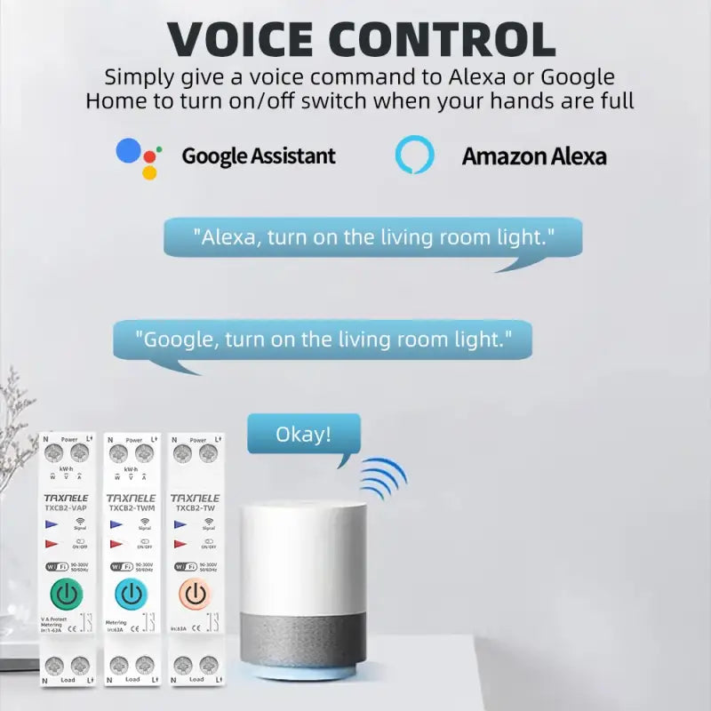 a white and blue smart home device with a white background