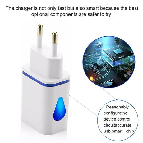 a white and blue usb usb with a blue light on it