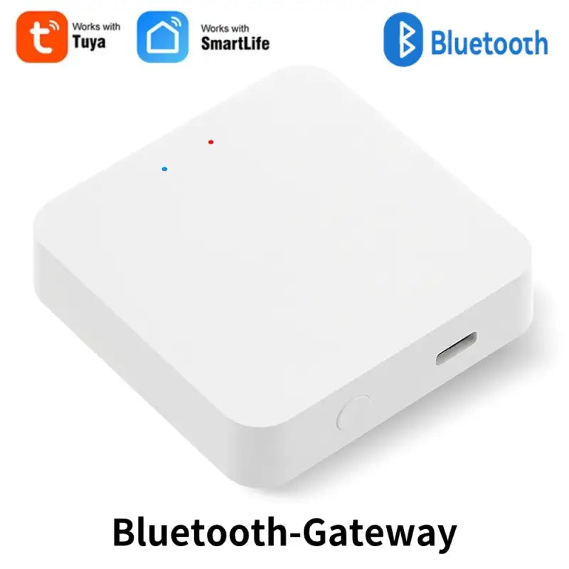 A white box with a bluetooth gateway button on it