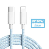 a white usb cable with a blue and white logo