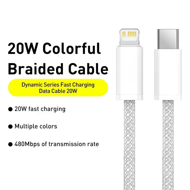 a white cable with a braided cable attached to it