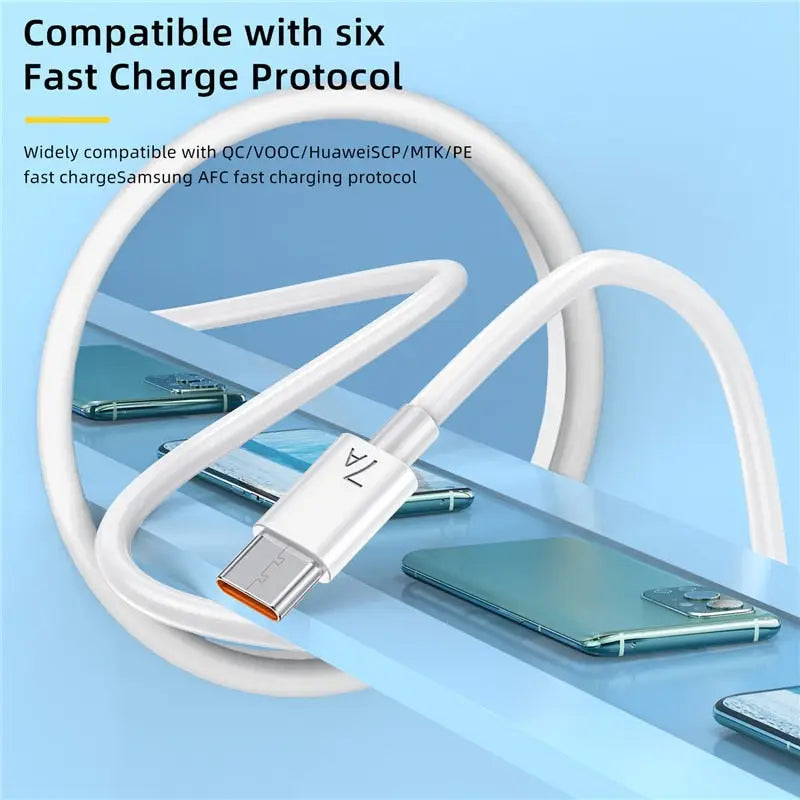 there is a white cable connected to a cell phone and a charger