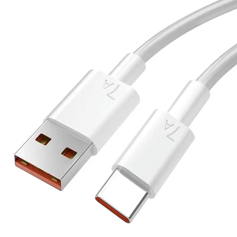 a white usb cable with a red connector