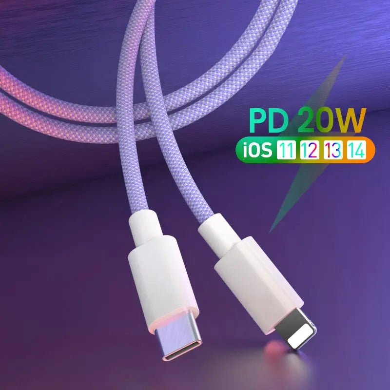 a white cable connected to a purple cable