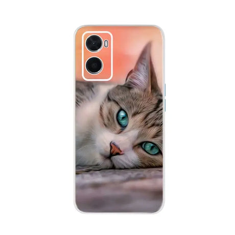 a white cat with blue eyes on a pink background