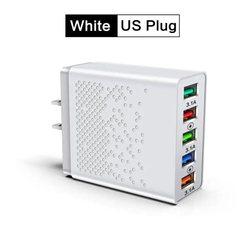 white plug with four usbs