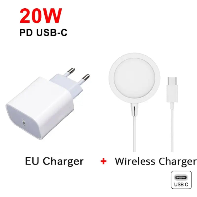 a white charger and a usb cable connected to a white wall charger