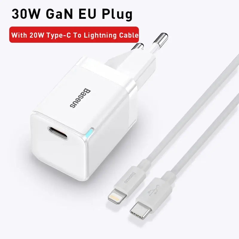 a white usb charger with a cable connected to it