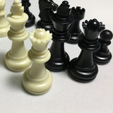 a chess game with black and white pieces