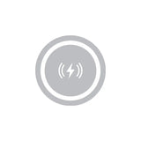 a white circle with a lightning symbol