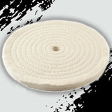 a circular white foam pad with a black background