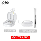 A white color and a clear case with a pair of earphones