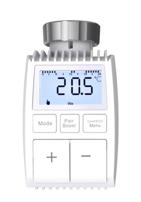 White digital radiator thermostat.