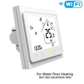 White digital thermostat with WiFi connectivity.