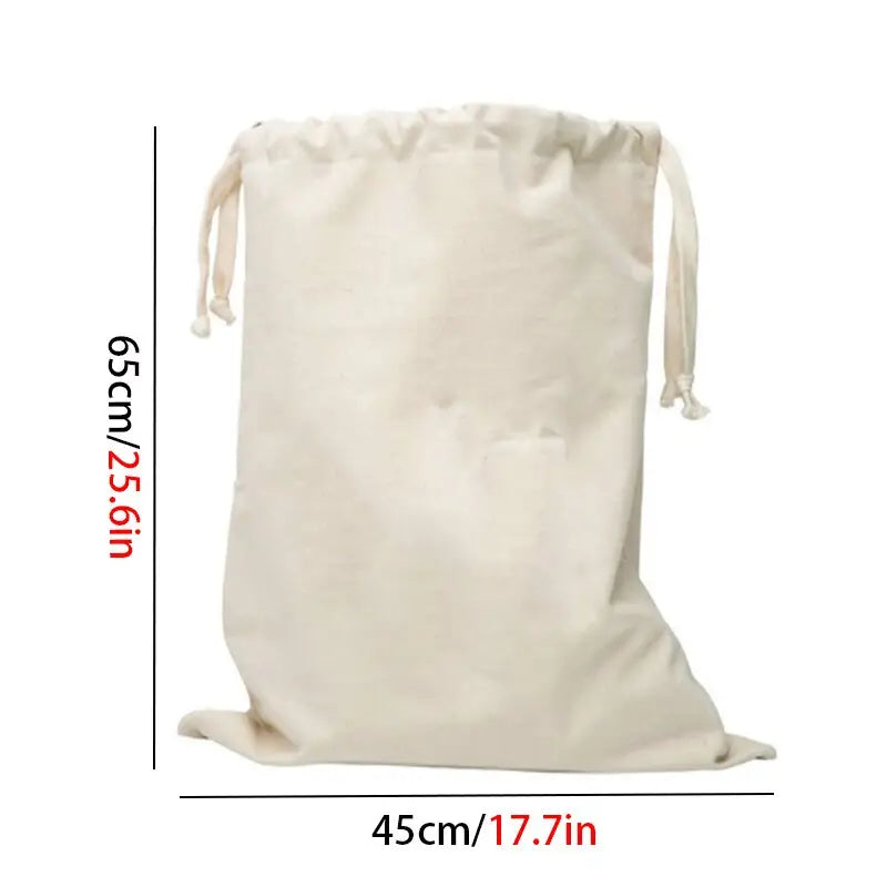 a white bag with a draws on the bottom