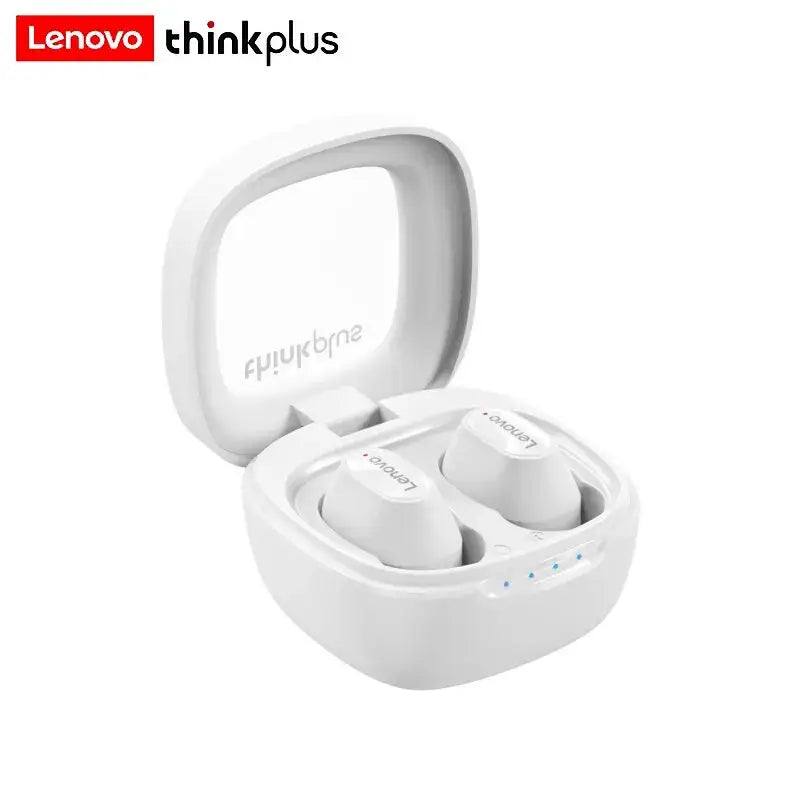 a white earphone with a case and a white cover