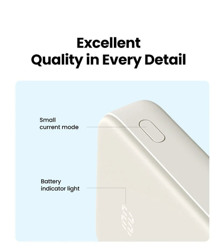 White electronic device with a smooth, rounded design and a small button or indicator light visible.