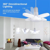 A white ceiling fan with a blue sky background