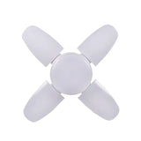 a white ceiling fan with four blades