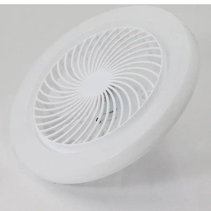 a white fan with a white plastic cover