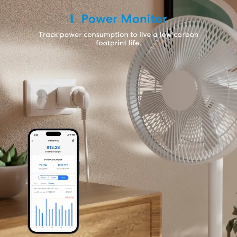 a white fan sitting on top of a wooden table