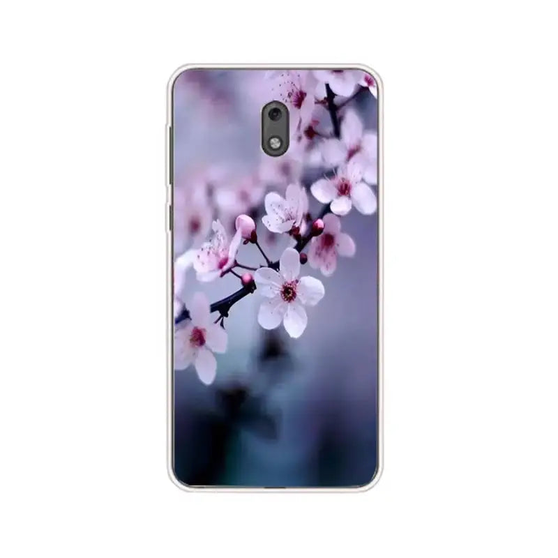 a white flower on a blue background phone case