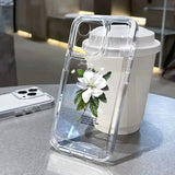 a white flower on a clear case
