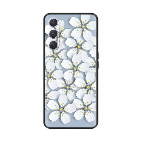 white flowers on blue background for google pixel pixel