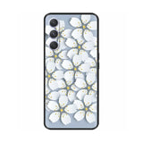 a white flower pattern on a gray background phone case
