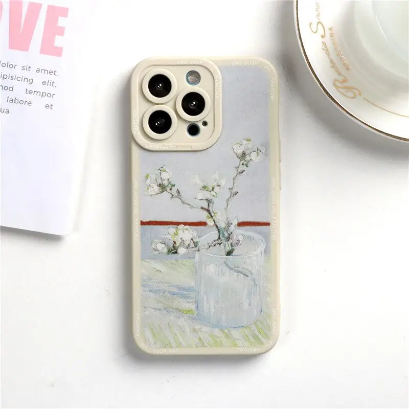 a phone case with a painting of a flower