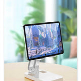 a white tablet stand on a table