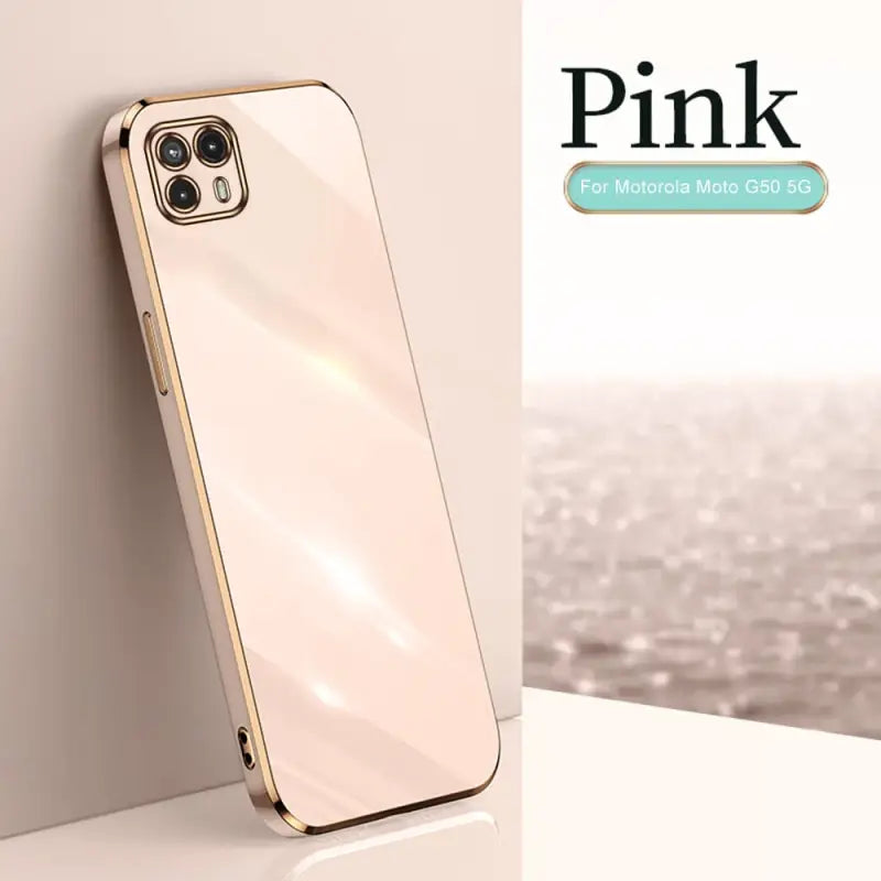 a phone case with a gold frame