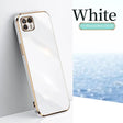 a white iphone case with gold trim